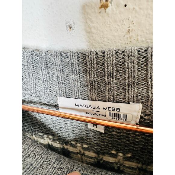 MARISSA WEBB Gray Geometric Knit Wool Blend Crewneck Nordic Sweater size Medium - Picture 7 of 11